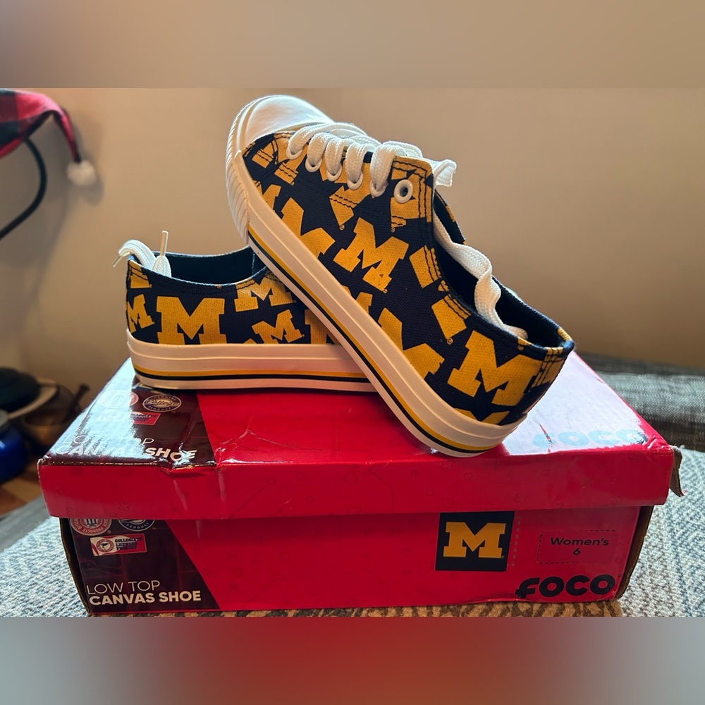 University of Michigan Wolverines FOCO low Canvas Shoe